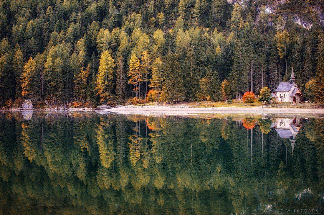 dolomiti, dolomities, italy, italia, lago, braies, lago di braies, summer, reflection, sunrise, light, sunset, Tomasz Wieczorek