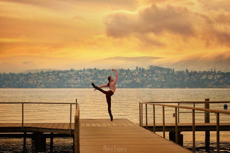 ballerina, dance, dancing, portrait, street Sunset on Zürichsee фото превью