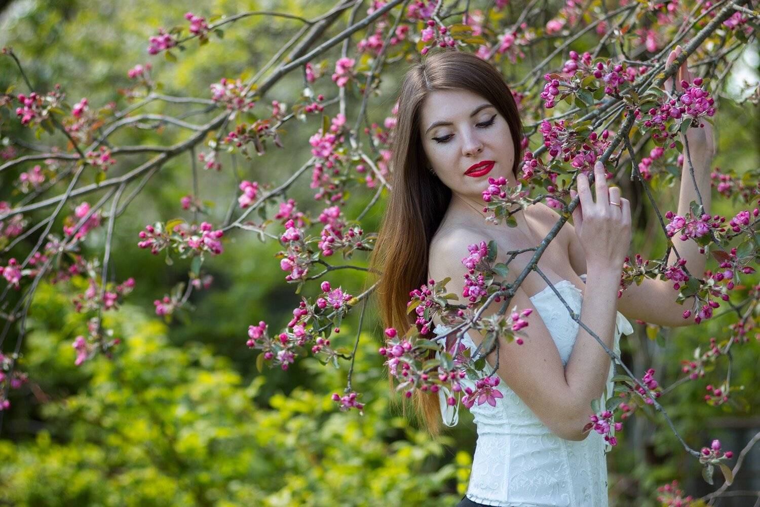 цветение, яблоня, портрет, девушка, Александр