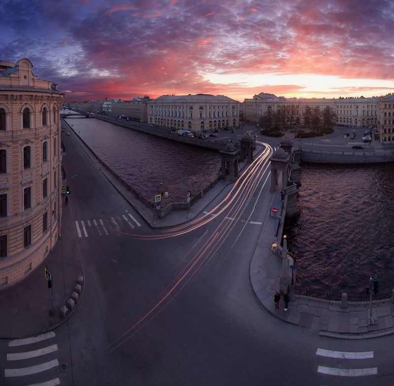 санкт-петербург, российская федерация, город, панорама, закат Ломоносовский мост, Санкт-Петербург фото превью
