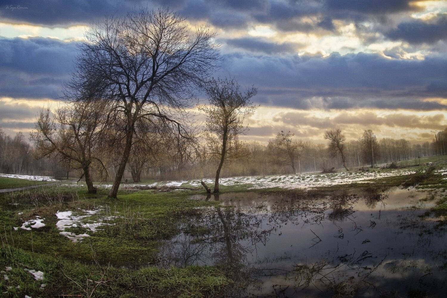 апрель, весна, снег, деревья, Roma Krasov ( Chitinskiy )