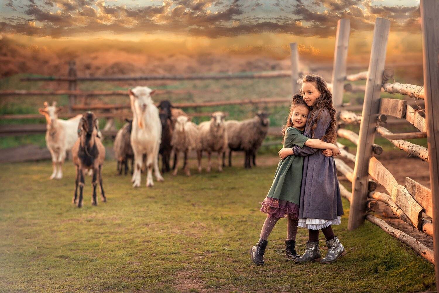 закатное солнце, съёмка на закате, детская съёмка на закате, фотосессия на ферме,, Татьяна