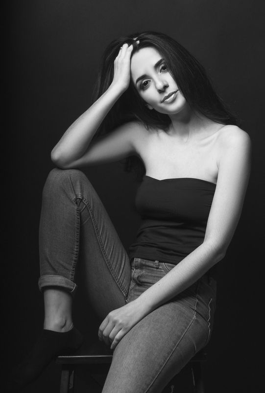 портрет, девушка, черно-белый, студия, модель Lilit фото превью