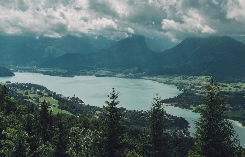 горы; лес; гроза; mondsee; лето; австрия; Надвигалась летняя гроза фото превью