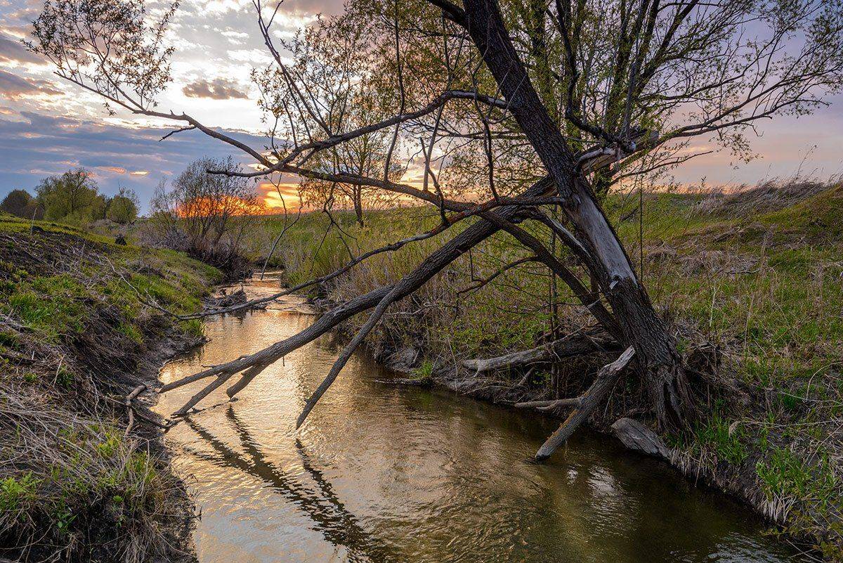 весна, май, речка, закат, Владислав Никишин