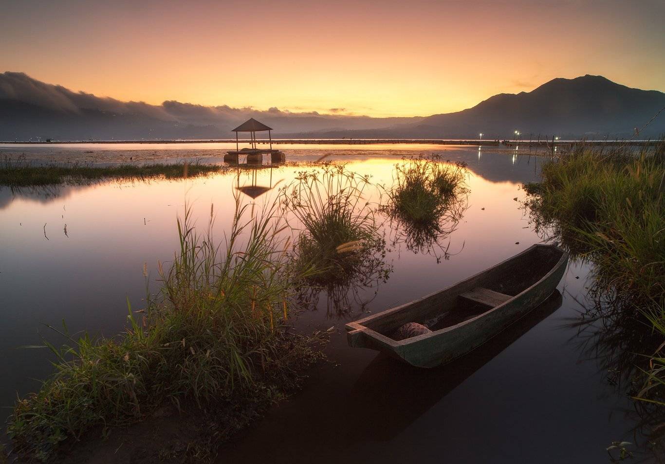 батур, индонезия, бали, закат, лодка, природа, Сергей Луканкин