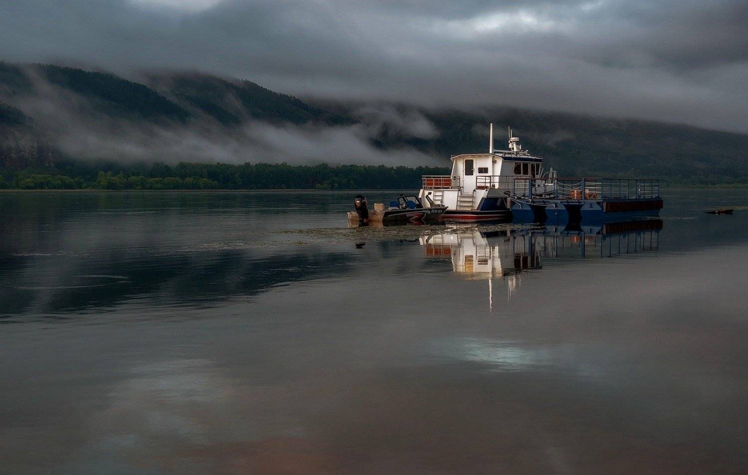 утро, туман, енисей., Марина Фомина