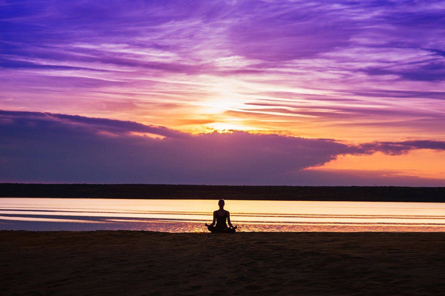 девушка, закат, покой, вода, озеро, река, море, Юрий Солотин