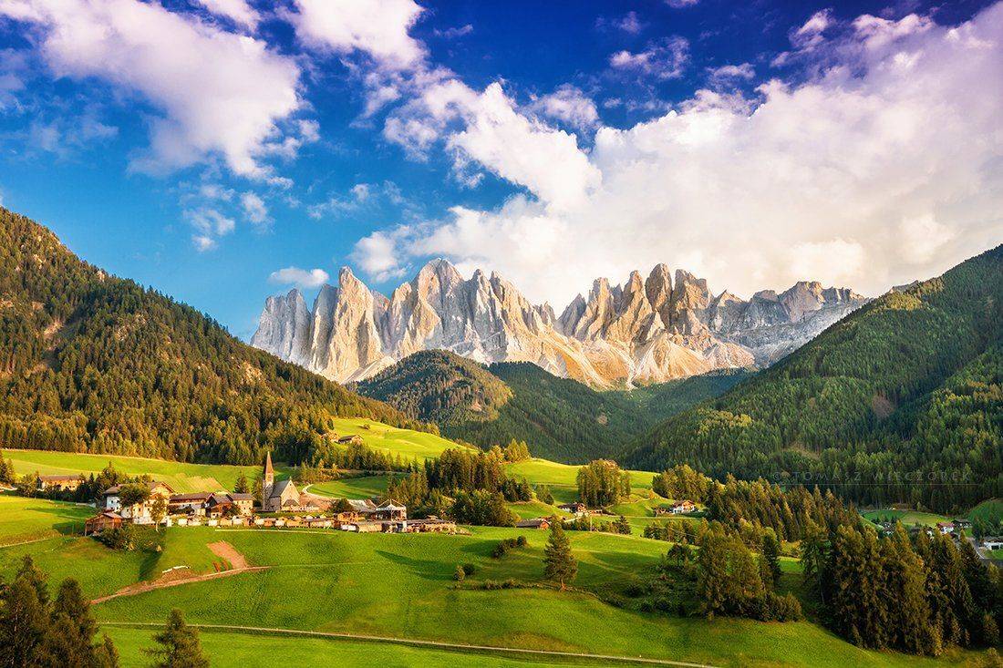 dolomiti, dolomities, italy, italia, summer, sunset, light, val di funes, funes, santa, magdalena, santa magdalena, mountains, alps, Tomasz Wieczorek