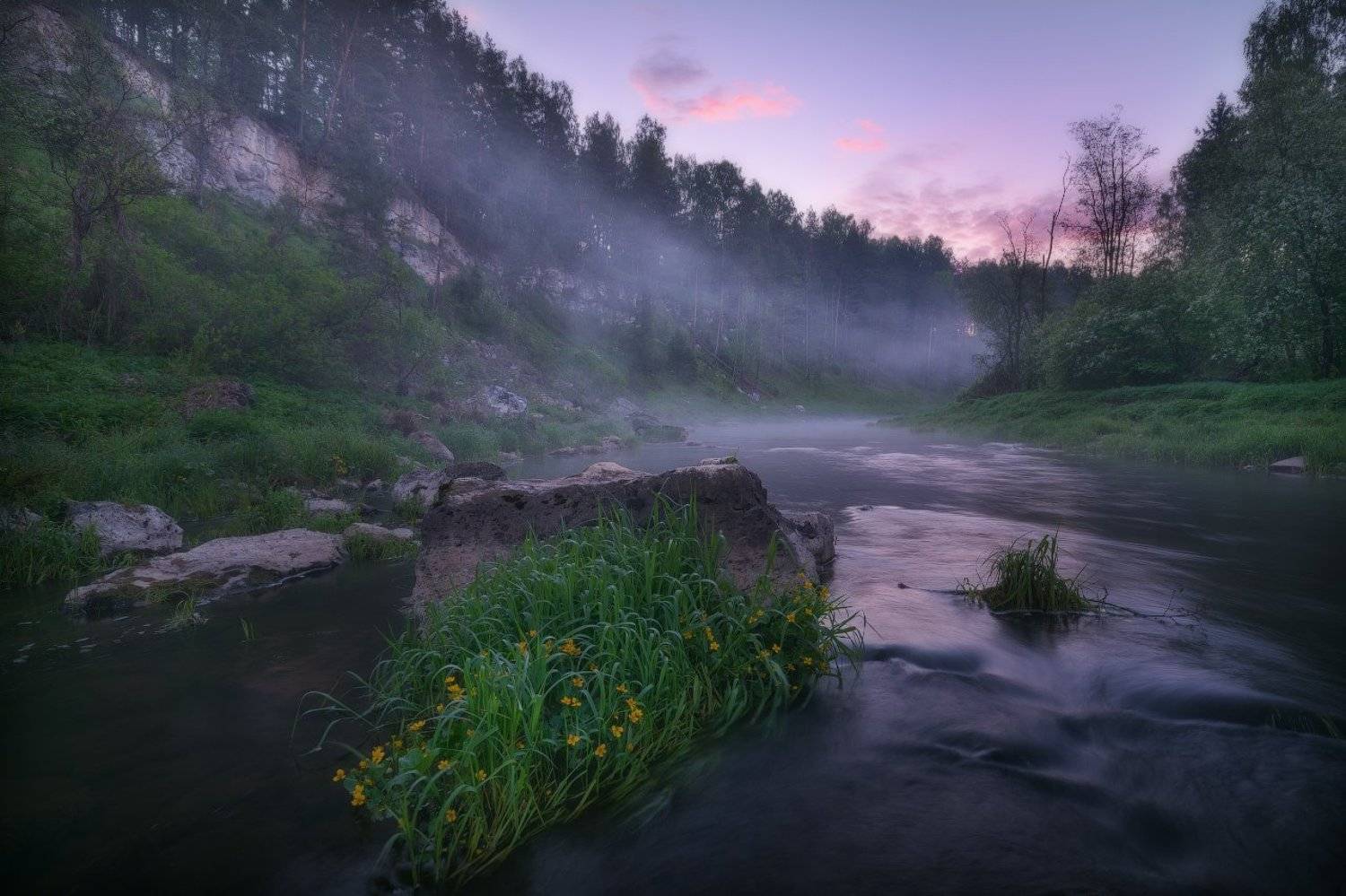 май, река, пейзаж, утро, туман, рассвет, пейзажное фото, держа, Жмак Евгений