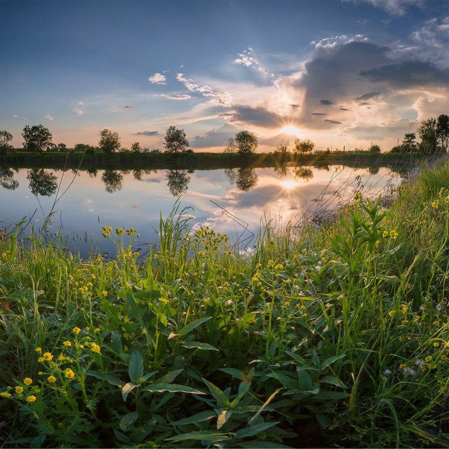 май вечер пруд закат к дождю, Николай Мысливцев