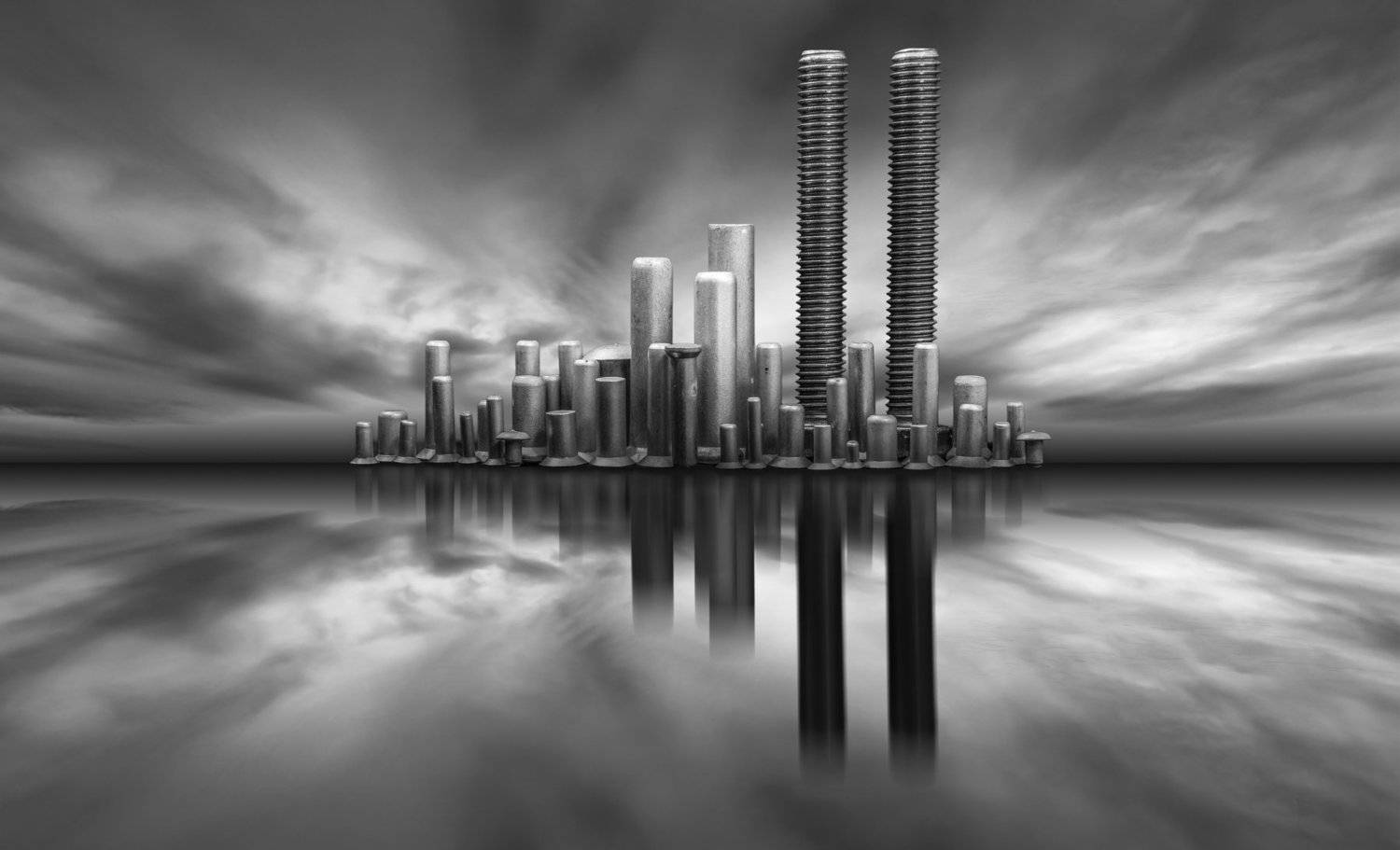 reflections, metal, aluminium, screws, clouds, water, shadows, light&acute;s, Antonio Coelho