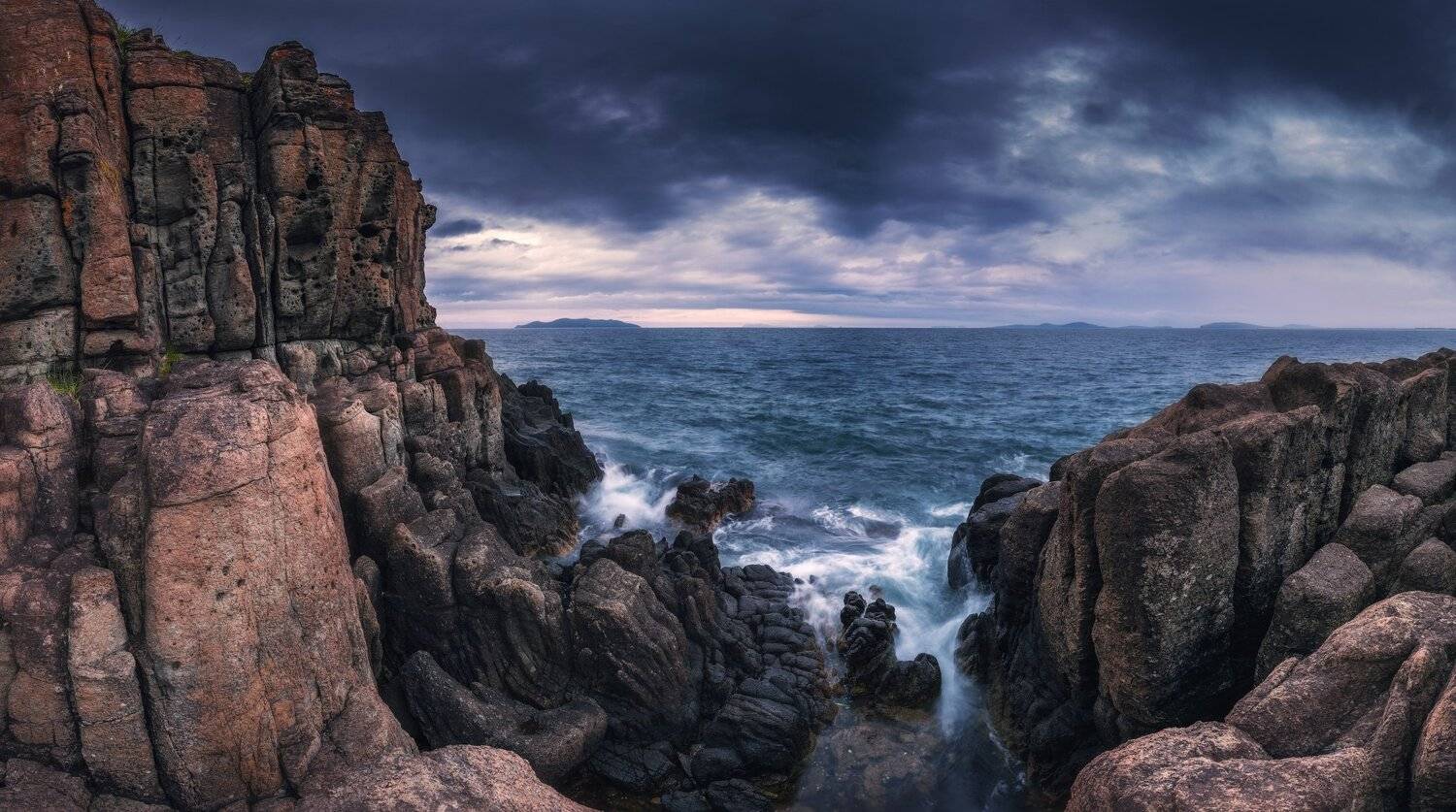 вечер, море, скалы, Андрей Кровлин