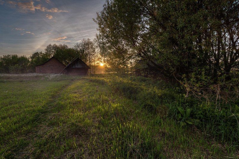 беларусь пейзаж деревня май весна закат Тёплый майский вечер фото превью