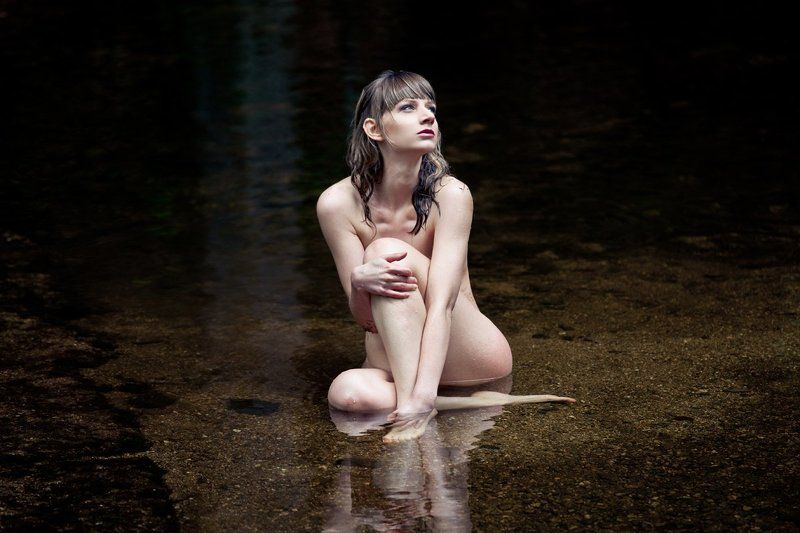 river, wet, woman, lady, dark, light, water River фото превью