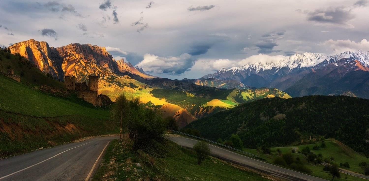 природа, пейзаж, кавказ, горы, весна, ингушетия, вечер, панорама,, Альберт Беляев