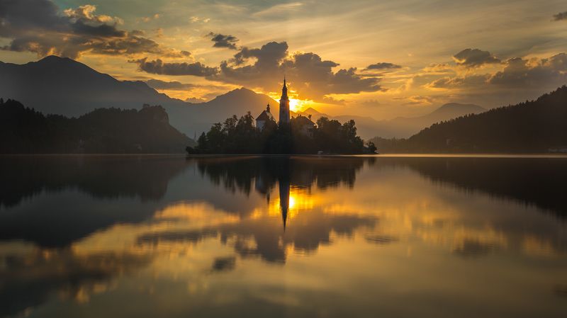 утро озеро солнце блед Sunrise in Bled фото превью