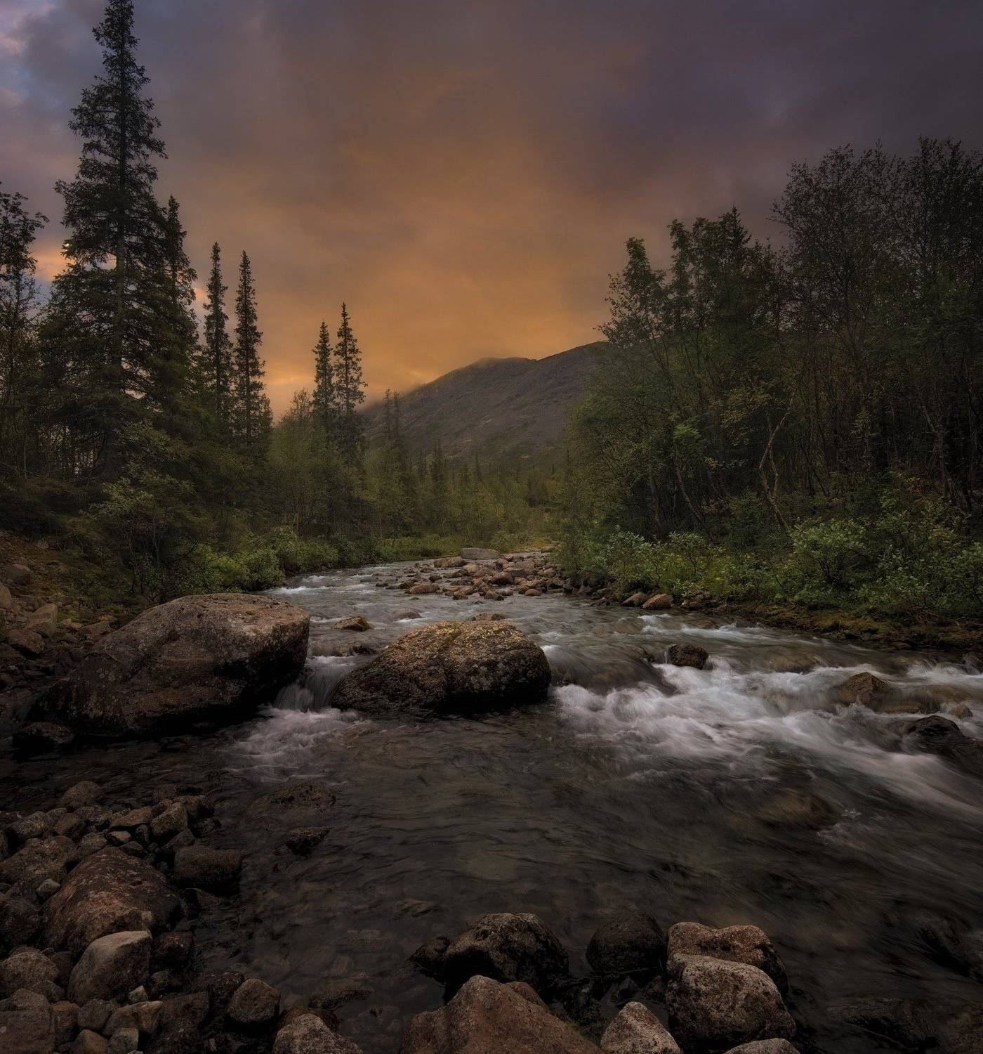 Закат, Хибины, Кольский полуостров, горы, Васильев Алексей