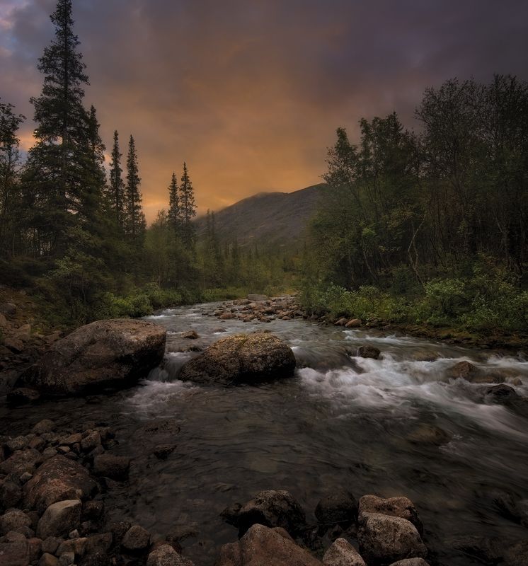 Закат, Хибины, Кольский полуостров, горы Хибины фото превью