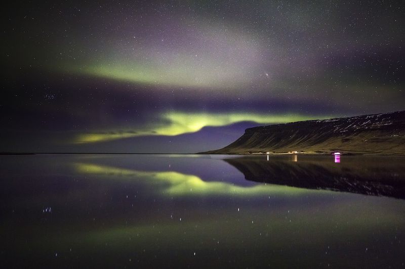 iceland, aurora, northern, lights Simple reflection of northern lights. фото превью