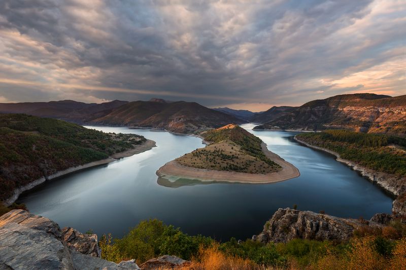 landscape, sunset, sea, tree,river,nature,sky,clouds, Последний солнечный луч фото превью
