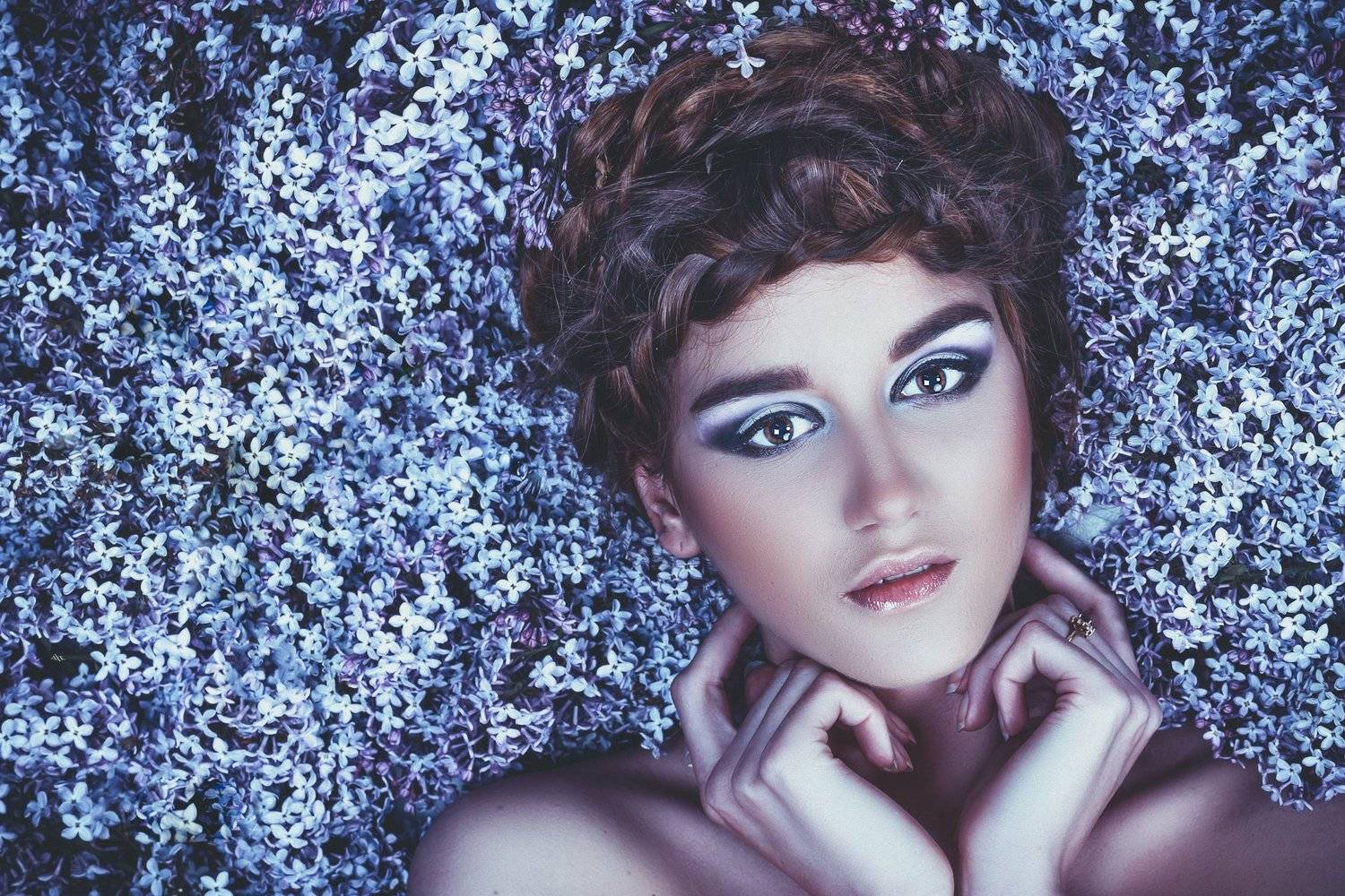 woman, portrait, flowers, Руслан Болгов (Axe)