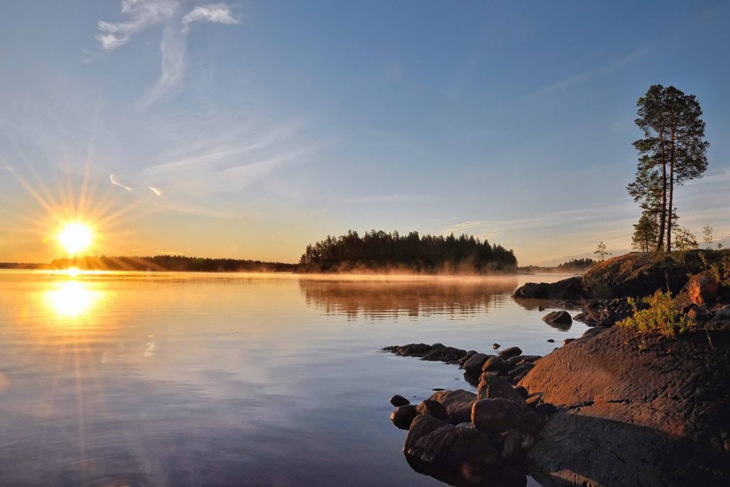 карелия, охта, рассвет, озеро, сосны, солнце, пейзаж, Лопухов Сергей