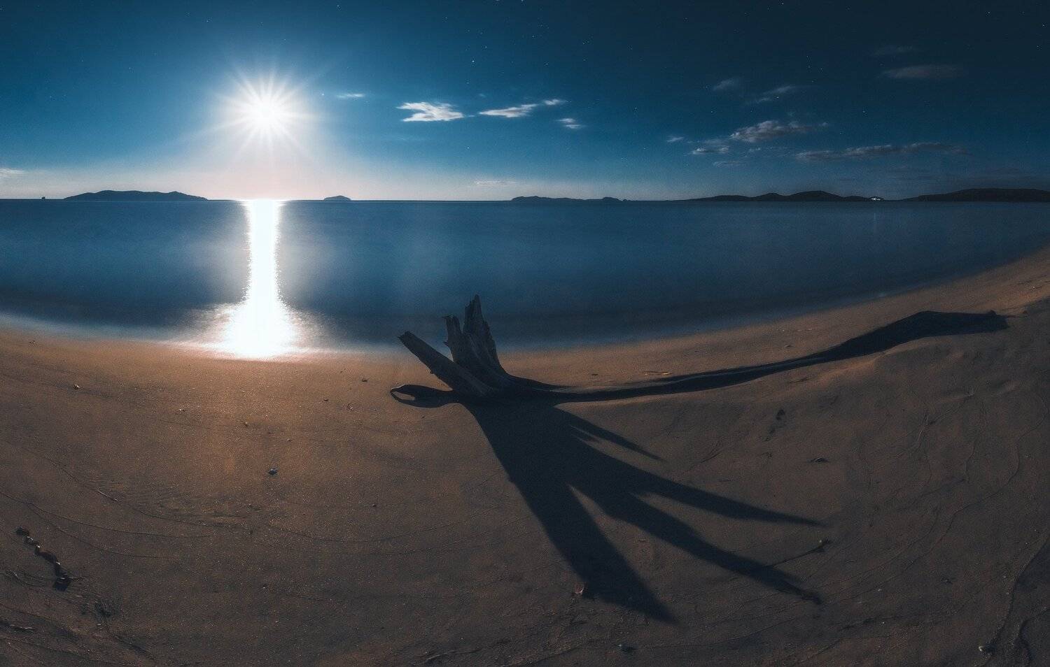 панорама, ночь, море, луна, Андрей Кровлин