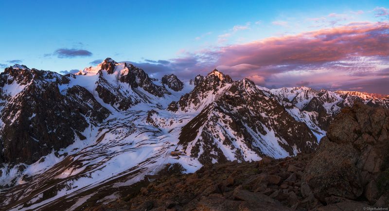 расссвет, горы, заилийский алатау, ледник богдановича Горный рассвет фото превью