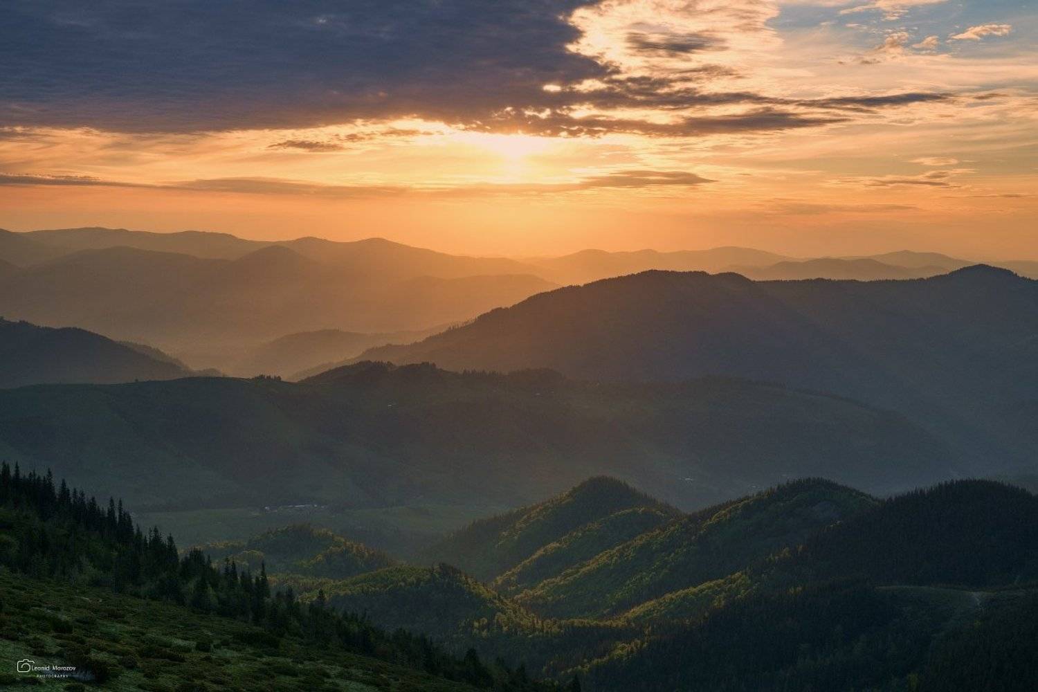 рассвет., туман., карпаты., горы, Леонид Морозов