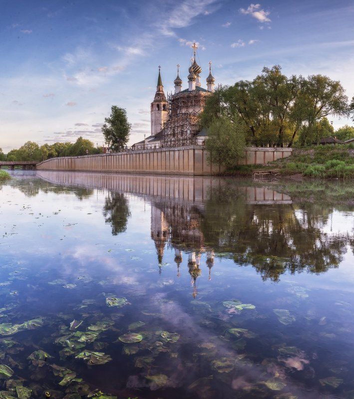 холуй, храм, православие, река, утро, отражение Корабль православия фото превью