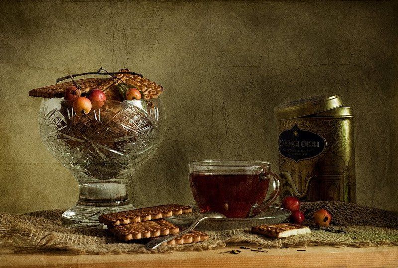 Чай с печеньем фото превью