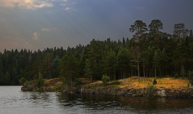 валаам, барег, озеро, облака, лучи Валаам фото превью