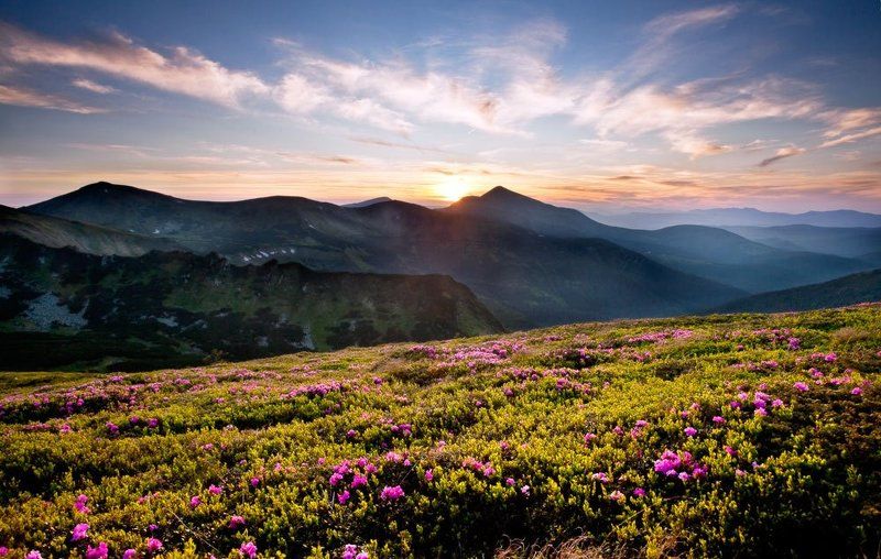 закат, над, говерлой  фото превью