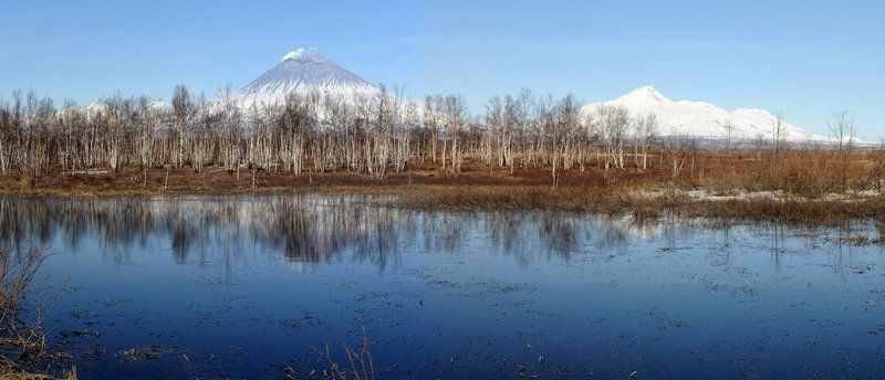 камчатка, авача, авачинский, корякский, вулкан, панорама, извержение Страна вулканов фото превью