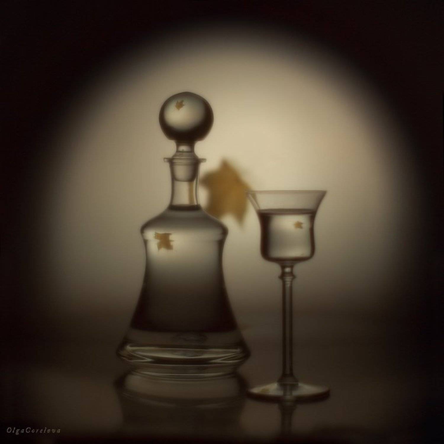 фото, стекло, осень, лист, натюрморт, Ольга Горелова