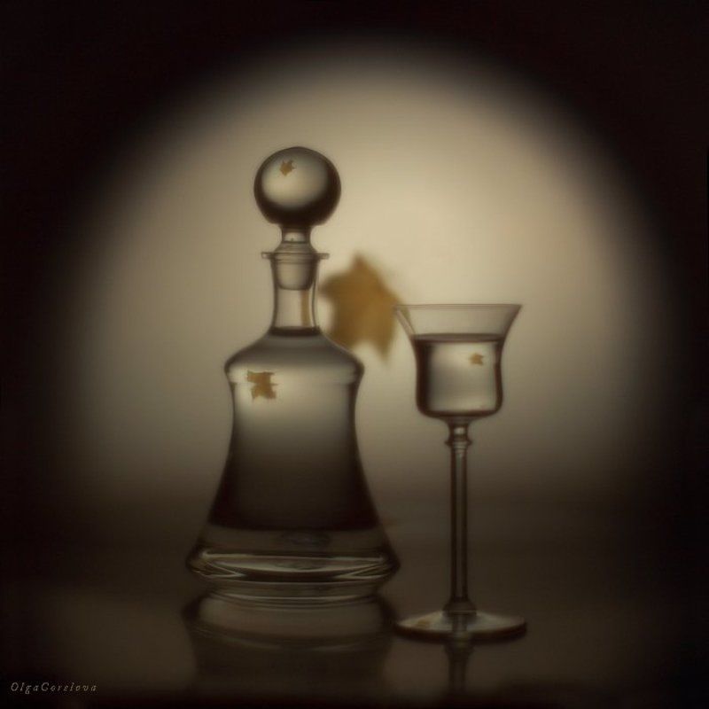 фото, стекло, осень, лист, натюрморт глоток осени 3 фото превью