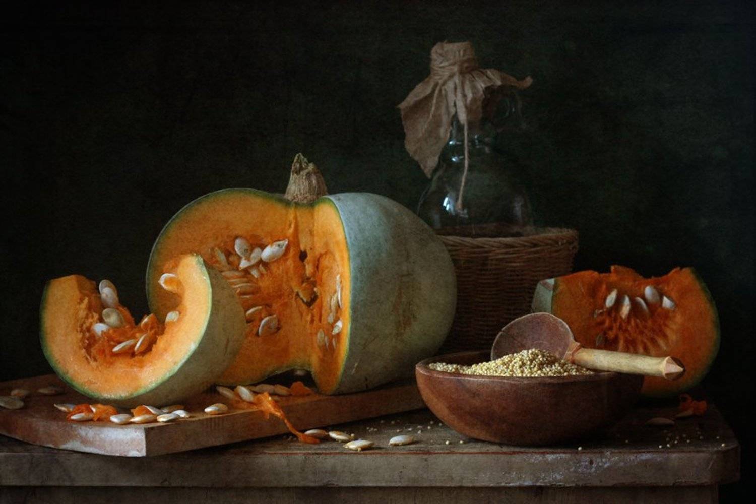 тыква, пшено, корзина, бутыль, Ulia Tellez