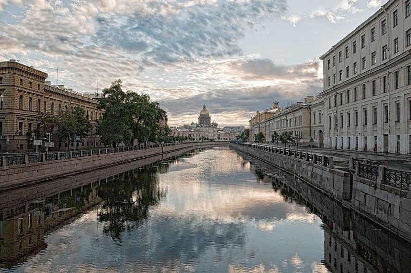 город, санкт-петербург, исаакиевский, собор, поцелуев, мост, утро, голубой, мираж Голубой Мираж фото превью