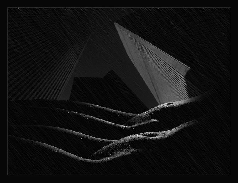 девушки, силуэты, дождь Под дождём... или городская неоромантика... фото превью