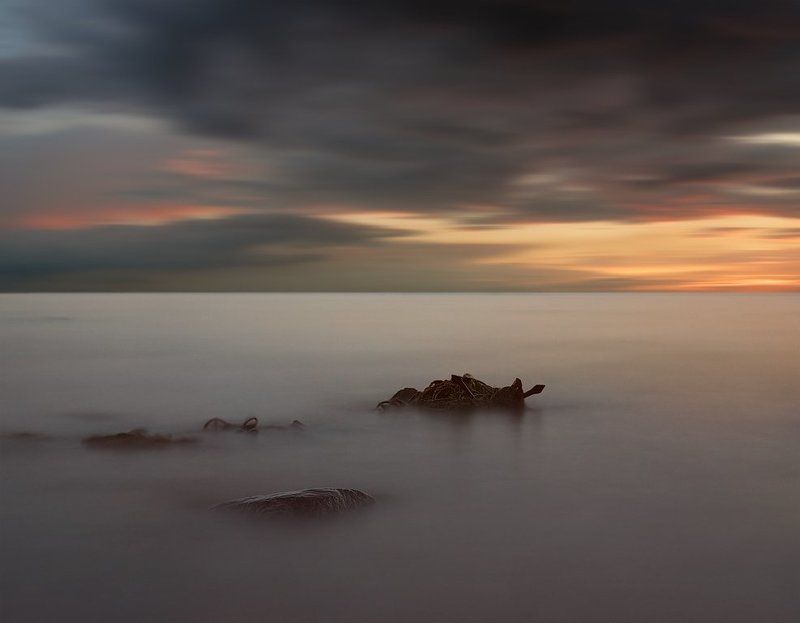 пейзаж, длинная выдержка, длинная, выдержка, long exposure, закат, финский залив *** фото превью