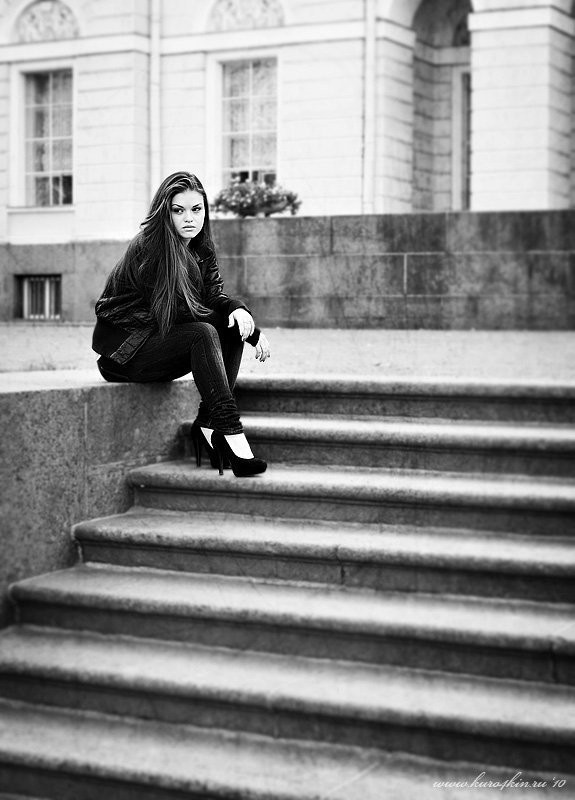 портрет, гламур, ч/б, плэнер, девушка Катрин фото превью