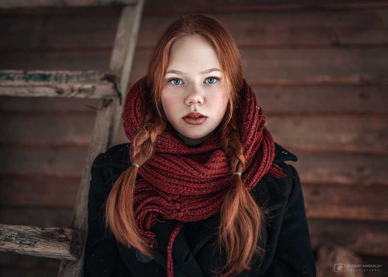 портрет, девушка, зима Ангелина фото превью