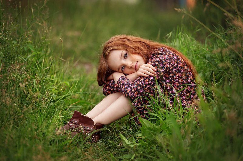 фотограф в краснодаре, детская фотография, детский портрет, влада былич, фотограф влада былич, лето, рыжая девочка Полина фото превью