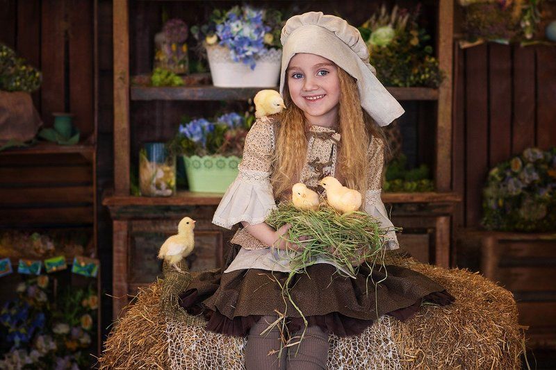 дети ребенок малыш детская фотография девочка малышка цыпленок золушка Золушка фото превью
