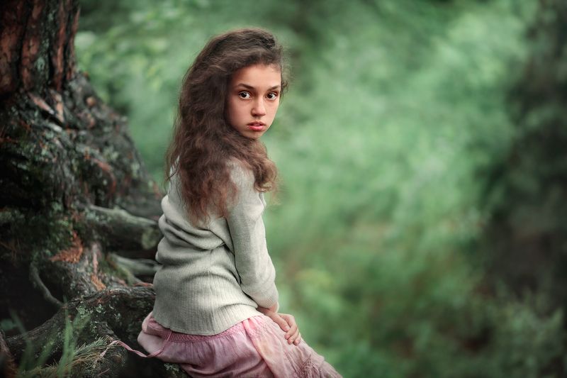 портрет, девушка, девочка, лес, дождь, лето, весна Вика фото превью