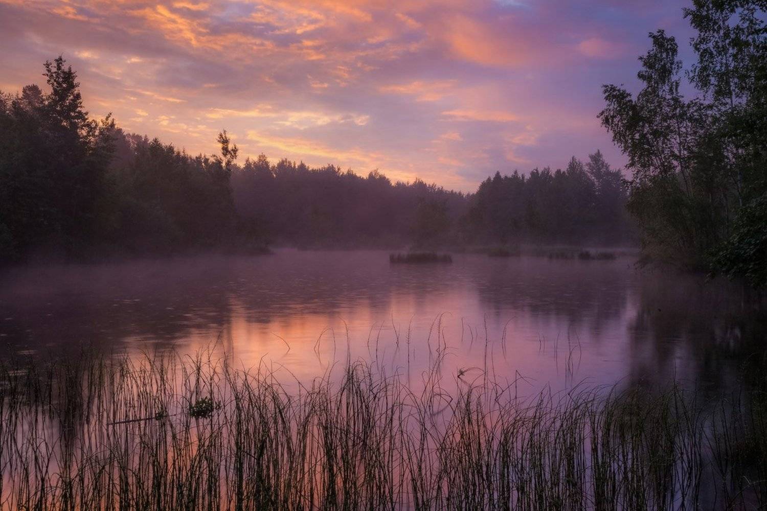 рассвет, озеро, утро, дождь, Копычко Михаил