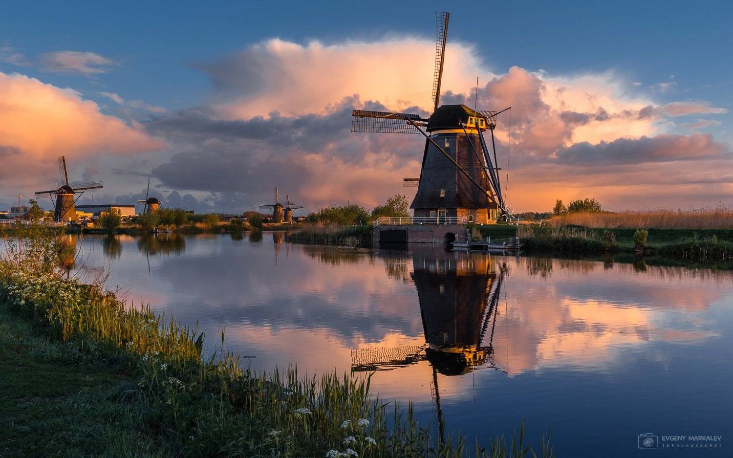 holland, kinderdijk, landscape, sunrise, рассвет, нидерланды, Евгений Маркалев