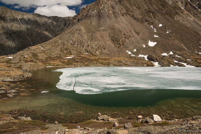 горы, чихачёва, алтай, горный алтай, озеро, лето Левитация озёрного льда фото превью