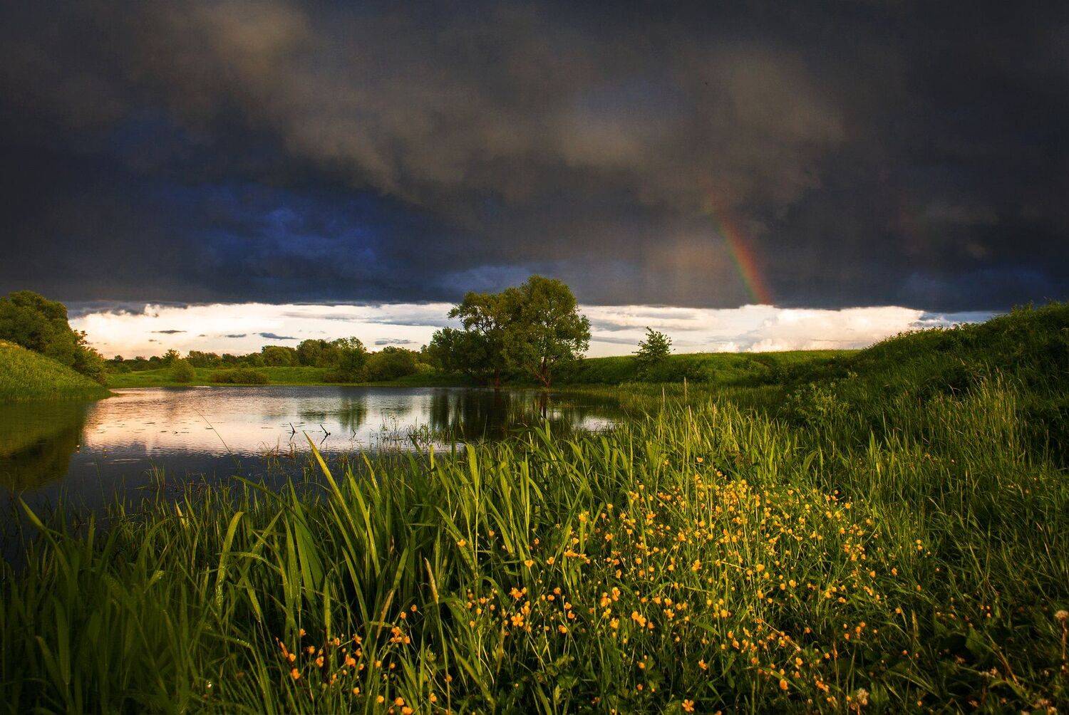 фото, природа, закат, гроза, радуга, река, лес, Екатерина